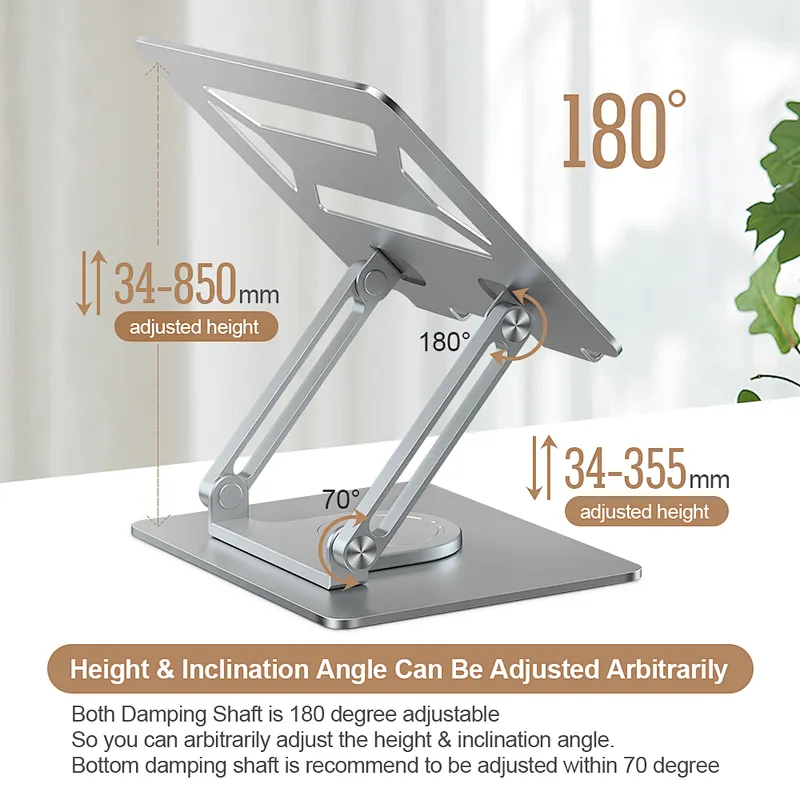 360 degree rotating thickened metal aluminium adjustable foldable laptop stand